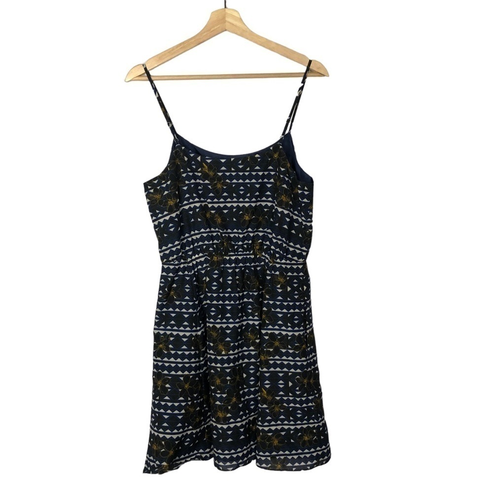 J. Crew Navy Blue Printed Fit &‎ Flare Mini Dress 8